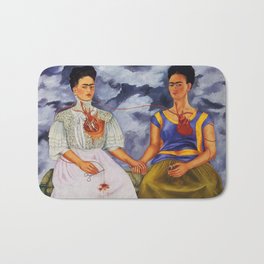 Kahlo - The Two Fridas Bath Mat | Famous, Artistic, Twofridas, Contemporary, Rivera, Frida, Paint, Minimal, Kahlo, Portrait 