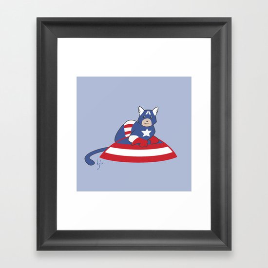 Captain AmeriCAT: The First Catvenger Framed Art Print
