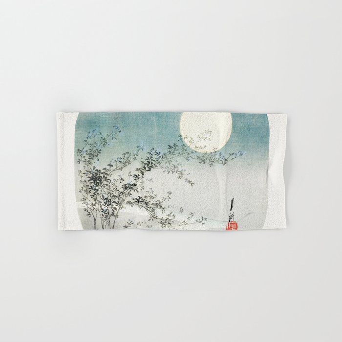 Full Moon and Autumn Flowers By the Stream Hand & Bath Towel