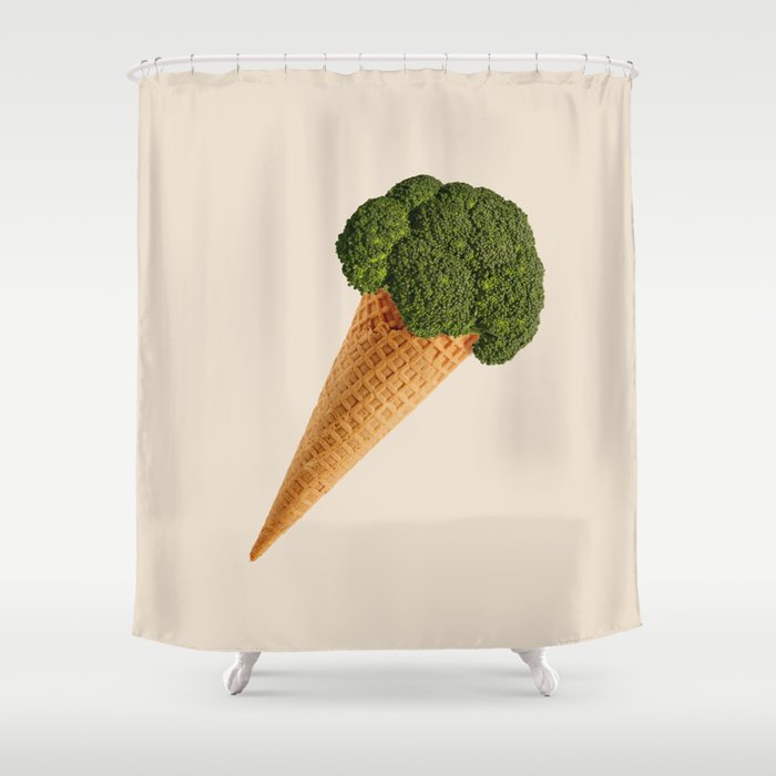 Broccoli Ice Cream Shower Curtain By, Ice Cream Cone Shower Curtain