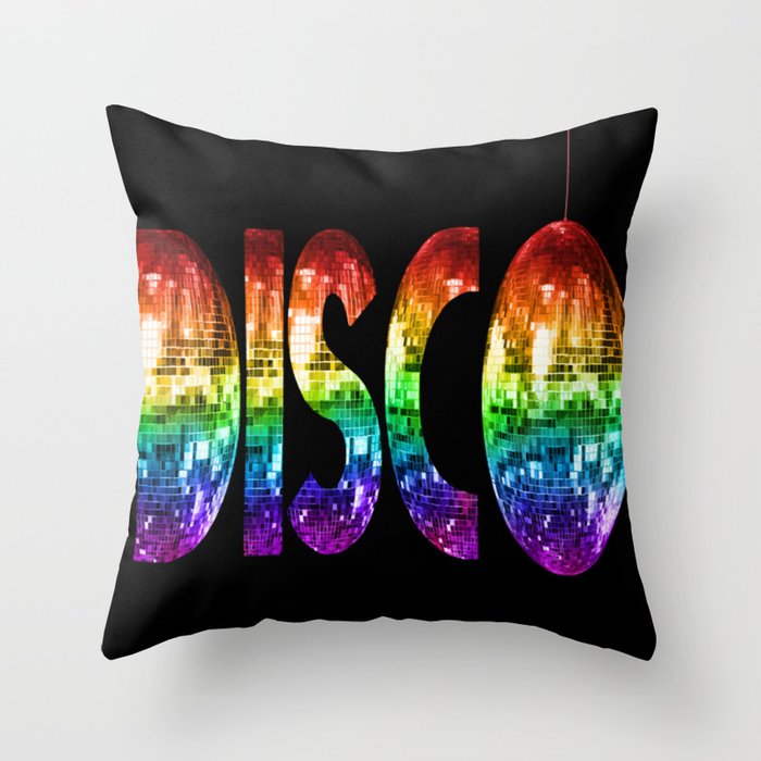 Rainbow Disco Throw Pillow