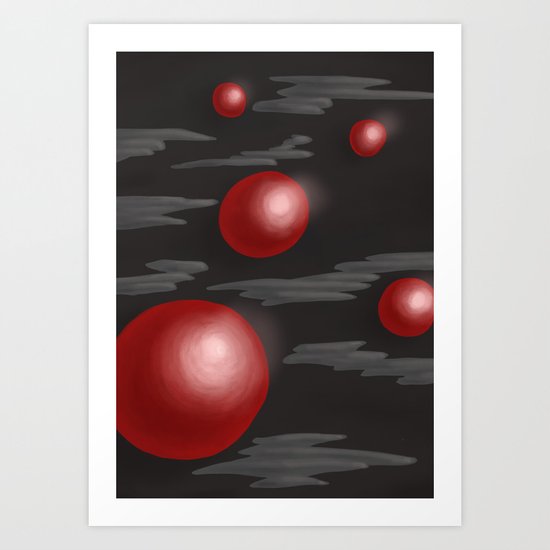 Shiny Red Planets Art Print