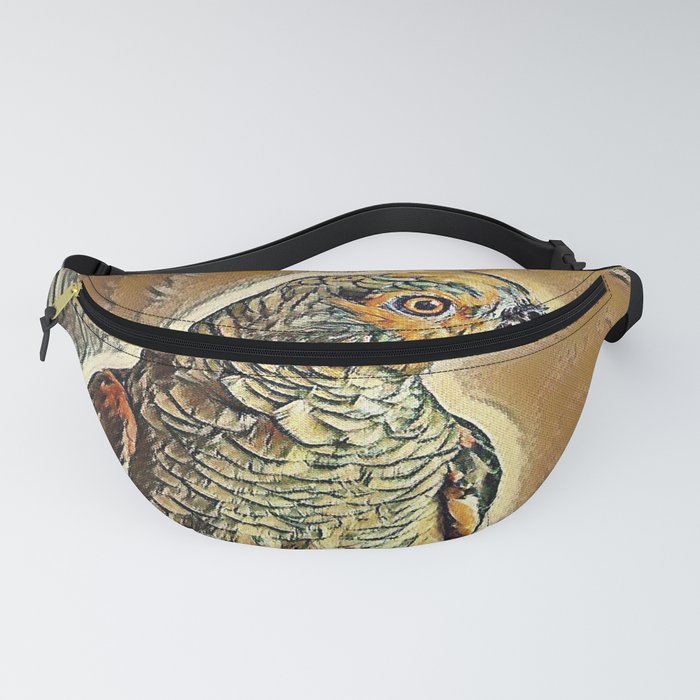 A parrot standing on a woman's hand - artistic illustration artwork Fanny Pack