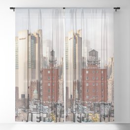 New York City Skyline Views | Lower Manhattan and Chinatown Sheer Curtain