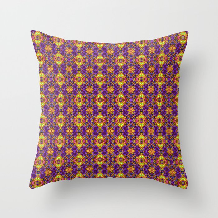 Gold & Purple Curly Medallions Throw Pillow