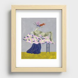 Mushroom, Ladder, Woman and Butterfly Recessed Framed Print