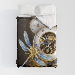 Dials with Dragonfly ( Steampunk ) Duvet Cover