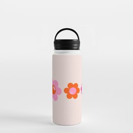 Les Fleurs | 01 - Abstract Retro Floral, Pink And Orange Print Preppy Flowers Water Bottle