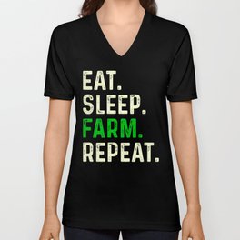Eat Sleep Farm Repeat V Neck T Shirt