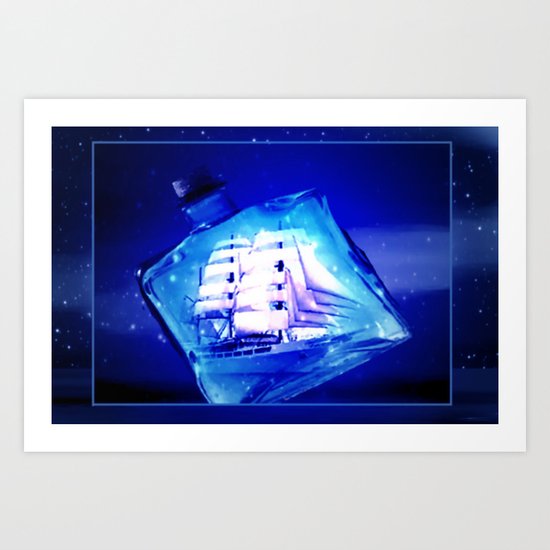 Ship in a bottle. Art Print