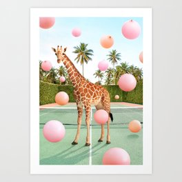 Tennis Giraffe Art Print