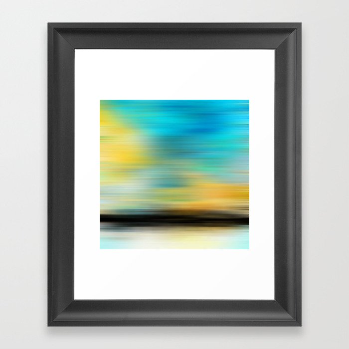 Ocean View - Colorful Yellow And Blue Art Framed Art Print