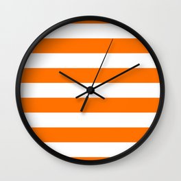 Bright Tumeric Orange and White Wide Horizontal Cabana Tent Stripe Wall Clock