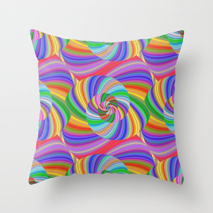 Color spiral pattern Throw Pillow