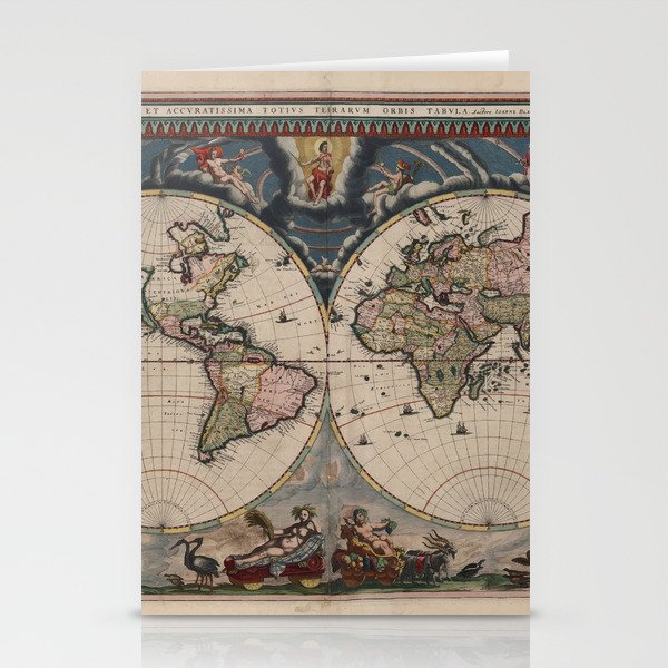 Vintage World Map - Terrarum Orbis Tabula 1664 Stationery Cards