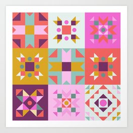 Maroccan tiles pattern with pink no4 Art Print