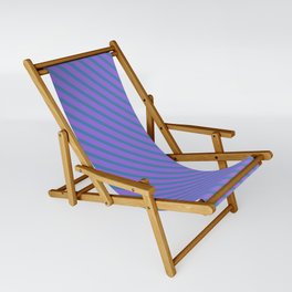[ Thumbnail: Purple & Blue Colored Lines Pattern Sling Chair ]