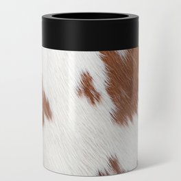 Brown and White Cowhide, Cow Skin Print Pattern Can Cooler