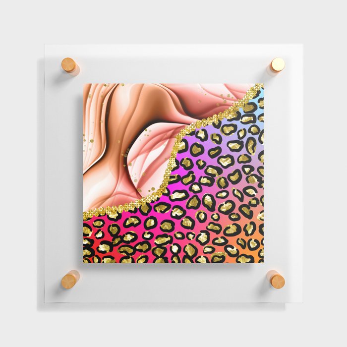 Unicorn Leopard Glitter Background 03 Floating Acrylic Print