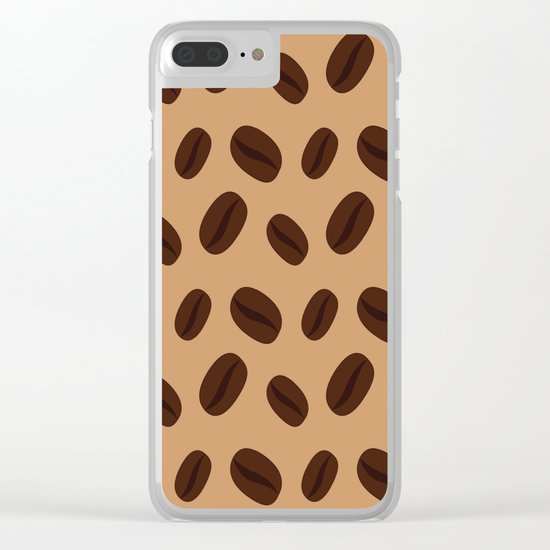 Cool Brown Coffee beans pattern Clear iPhone Case