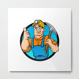 miner hold the pick axe Metal Print