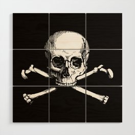 Skull and Crossbones | Jolly Roger | Pirate Flag | Black and White | Wood Wall Art