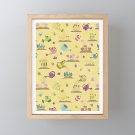 Happy gardening pattern Framed Mini Art Print