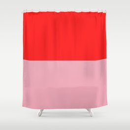 Watermelon Red & Peach Pink Color Block  Shower Curtain