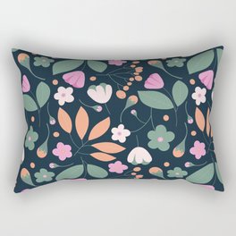 Fresh Florals - Pink and Orange Rectangular Pillow