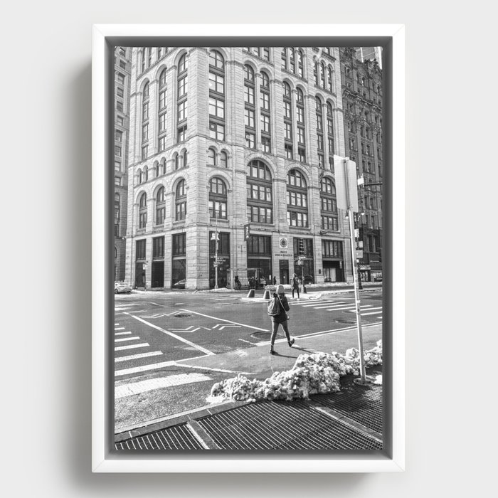 Walking in New York City | Black and White Travel Photography in NYC Framed Canvas