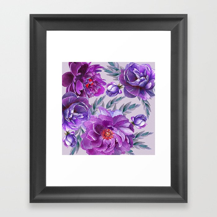 Violet and Purple Flowers Framed Art Print by Lena Photo Art Society6