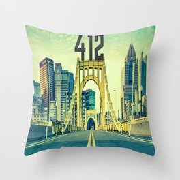 Pittsburgh Skyline 412 Print Throw Pillow