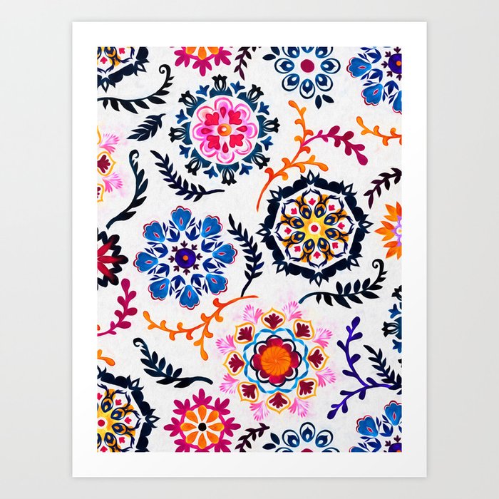 Happy Color Suzani Inspired Pattern Art Print