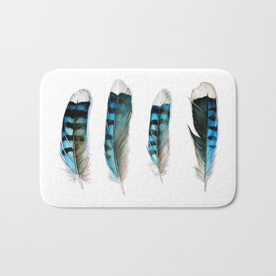 Blue Jay Feather Group Bath Mat