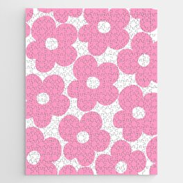 Retro Pink Daisies #1 #decor #art #society6 Jigsaw Puzzle