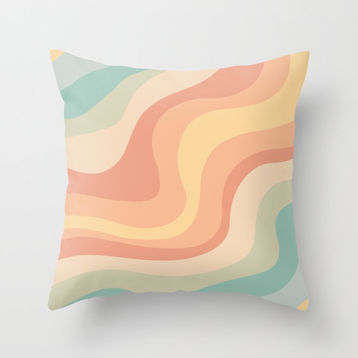 Vintage groovy waves Throw Pillow