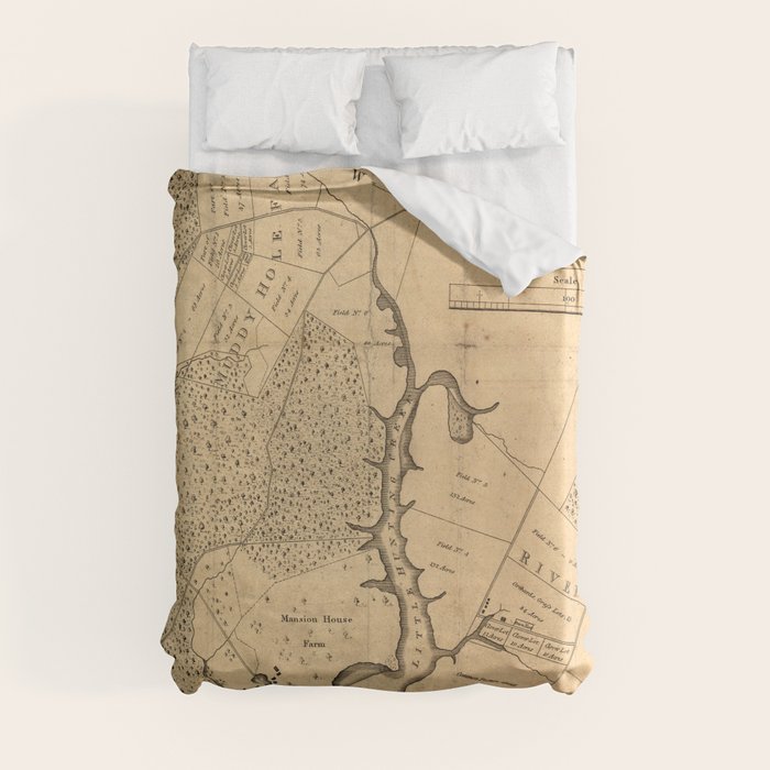 Vintage Map of The Mount Vernon Plantation (1801) Duvet Cover by