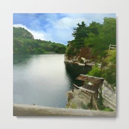 Majestic Mohonk Lake Metal Print | Watercolor, Digitalpainting, Digital, Other, Rocks, Painting, Realism, Nature, Trees, Clouds 
