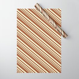 [ Thumbnail: Sienna and Light Yellow Colored Stripes Pattern Wrapping Paper ]