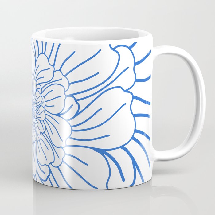 Blue Flower Outline Coffee Mug