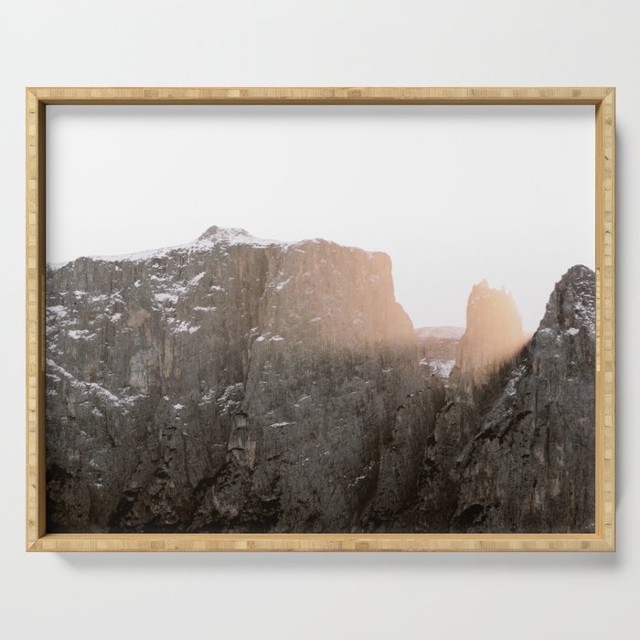 Winer Sunset in the Dolomites | Nautre and Landscape Photography Serving Tray