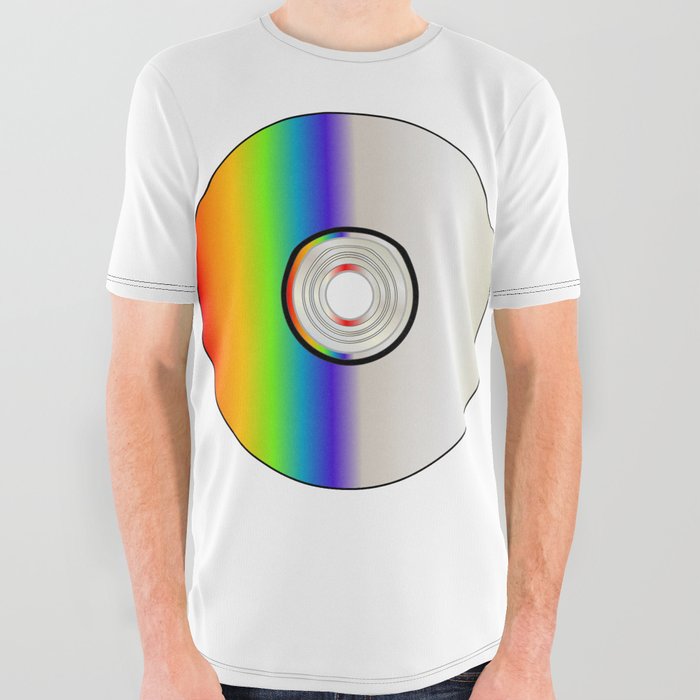 Blank CD Disc With Rainbow All Over Graphic Tee
