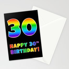 [ Thumbnail: HAPPY 30TH BIRTHDAY - Multicolored Rainbow Spectrum Gradient Stationery Cards ]