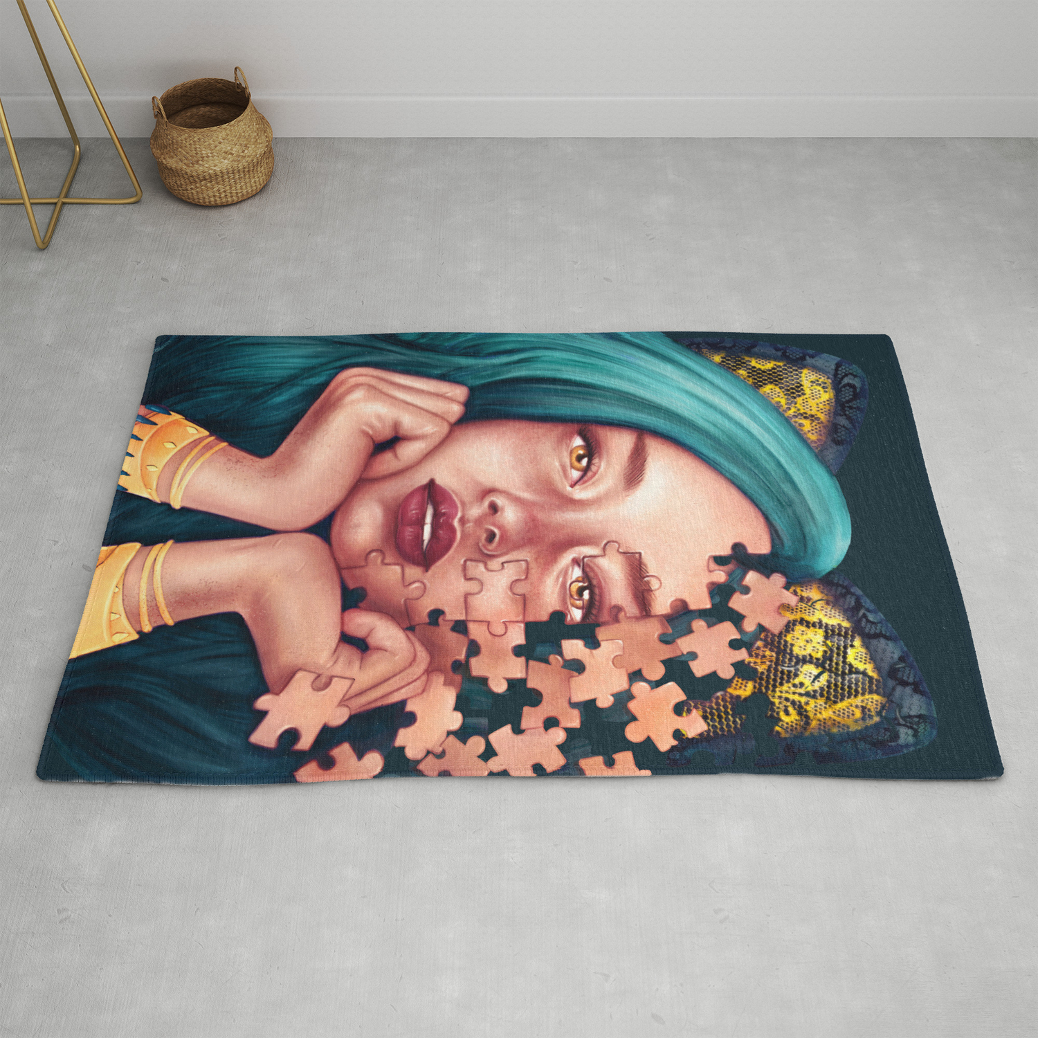cat puzzle rug