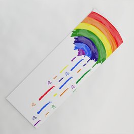 Love Rainbow Rain Yoga Mat