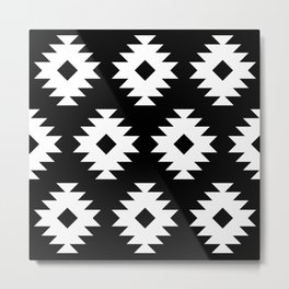 Southwestern Pattern 821 Black and White Metal Print