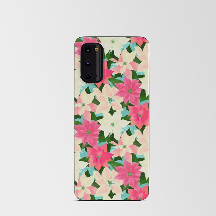 Pink Christmas Ponsettia Floral Android Card Case