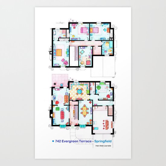 The house of Simpson family - Both floorplans Art Print