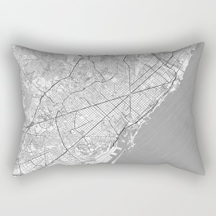 Barcelona Map Line Rectangular Pillow