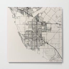 USA, Oxnard City Map Drawing Metal Print
